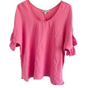 Counterparts Pink Short Sleeve Ruffle Top